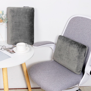 记忆棉靠枕纯色毛绒靠垫定制LOGO腰靠垫汽车办公室靠枕护腰枕详情9