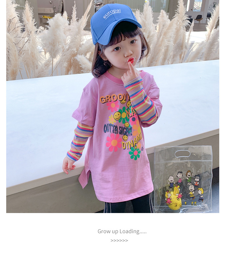 Two new autumn long-sleeved T-shirts for girls in 2024, trendy autumn base shirts for children pic 17