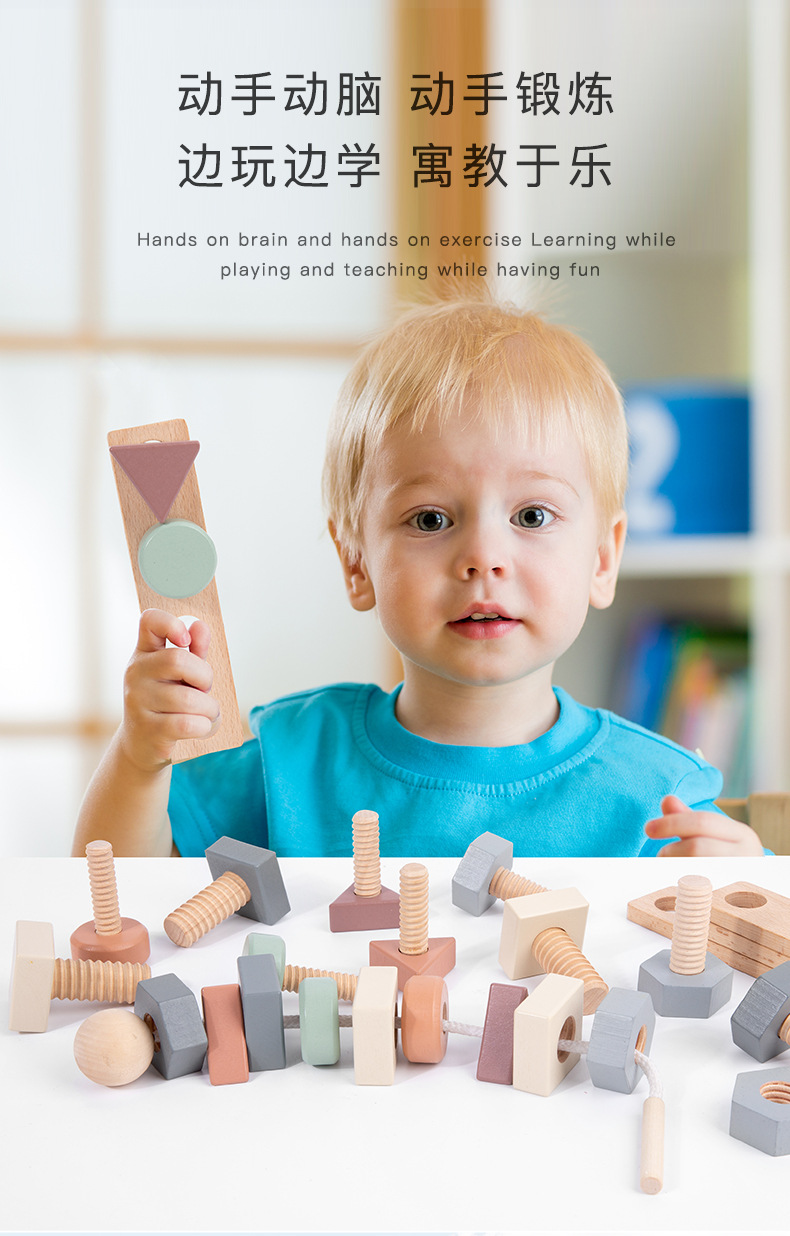跨境抖音网红幼儿童益智早教启蒙拼装拆卸拧螺丝螺母组装积木玩具详情2