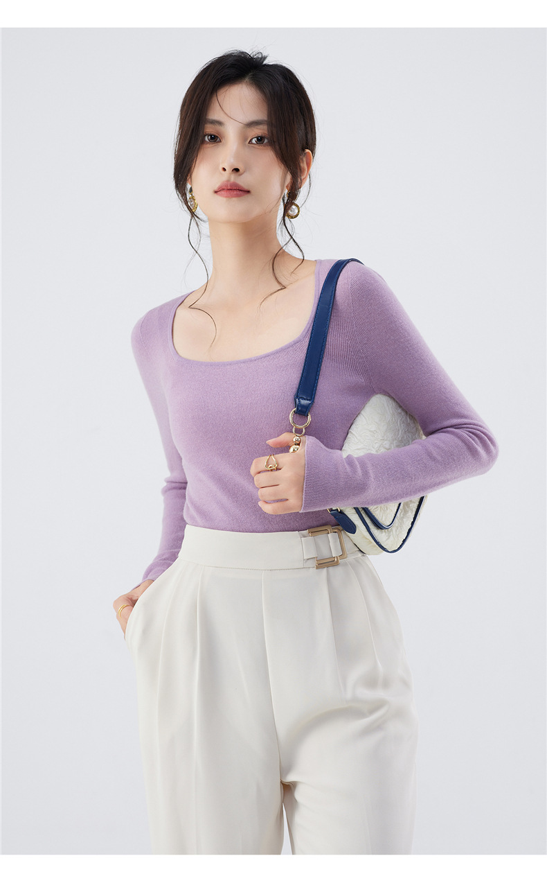 48-count fine-spun wool sweater for women, 100 pure wool seamless one-piece base layer, slim 18-stitch ultra-fine knitted sweater, thin pic 19