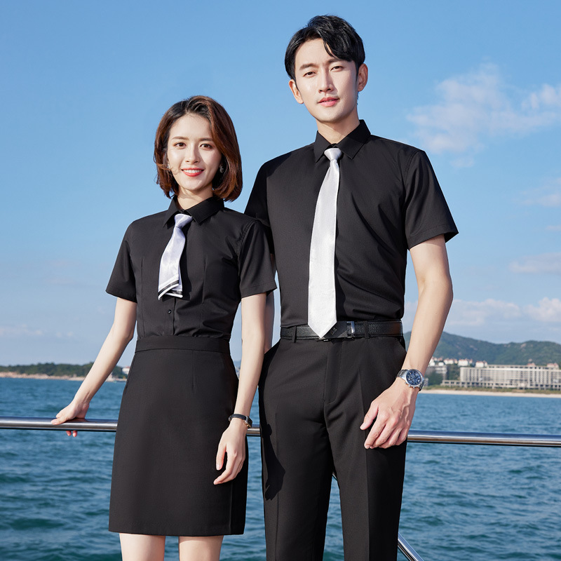 春秋男士职业装长袖衬衫平纹弹力男女同款工作服正装衬衣厂家直销详情30