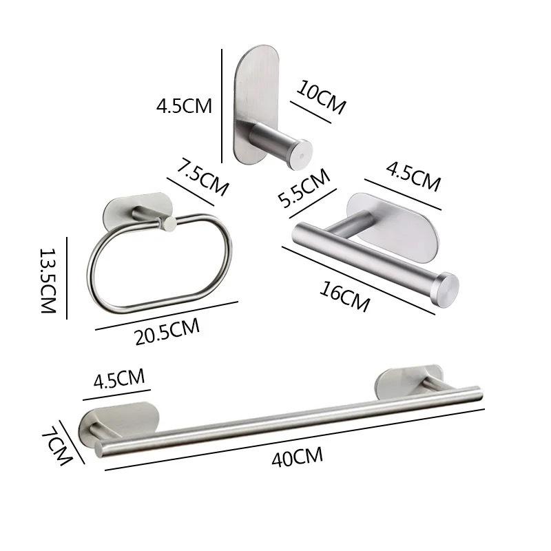 Stainless steel tissue paper rack, towel rod, towel ring hook, tissue paper rack, bathroom non-drilling bathroom hanging accessory set pic 2