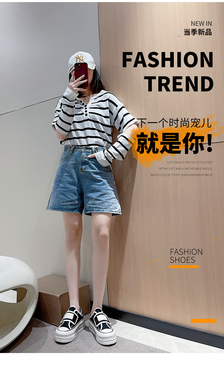 厚底两穿小白鞋女2024夏季新款一脚蹬懒人鞋增高半拖魔术贴帆布鞋详情1