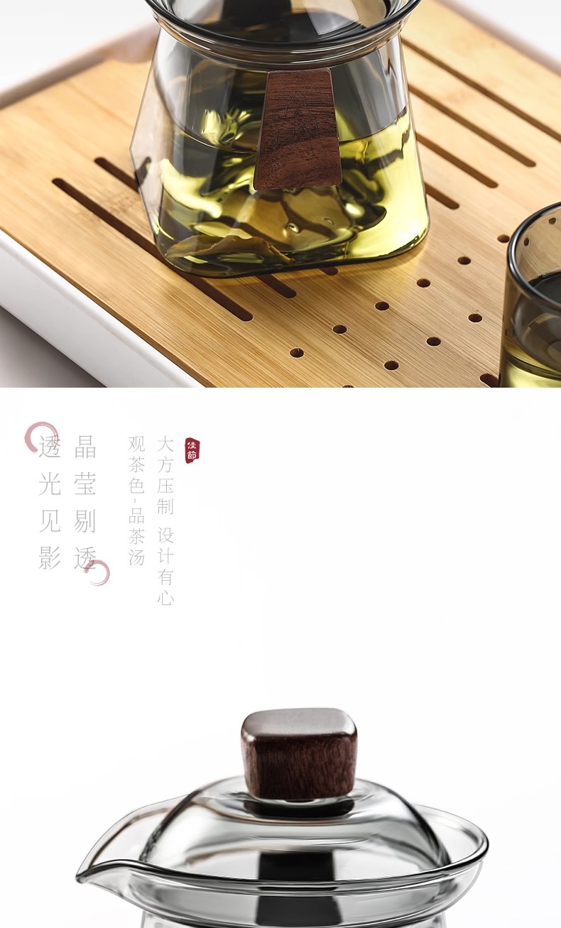 玻璃盖碗泡茶防烫单个大号不烫手三才手抓壶功夫茶具茶碗套装盖碗详情5