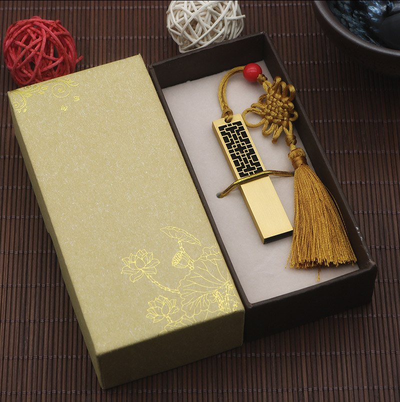 Wholesale of Chinese-style USB flash drives with retro window decorations, 128gb Chinese-style window lattice metal USB flash drives with printed logos pic 41