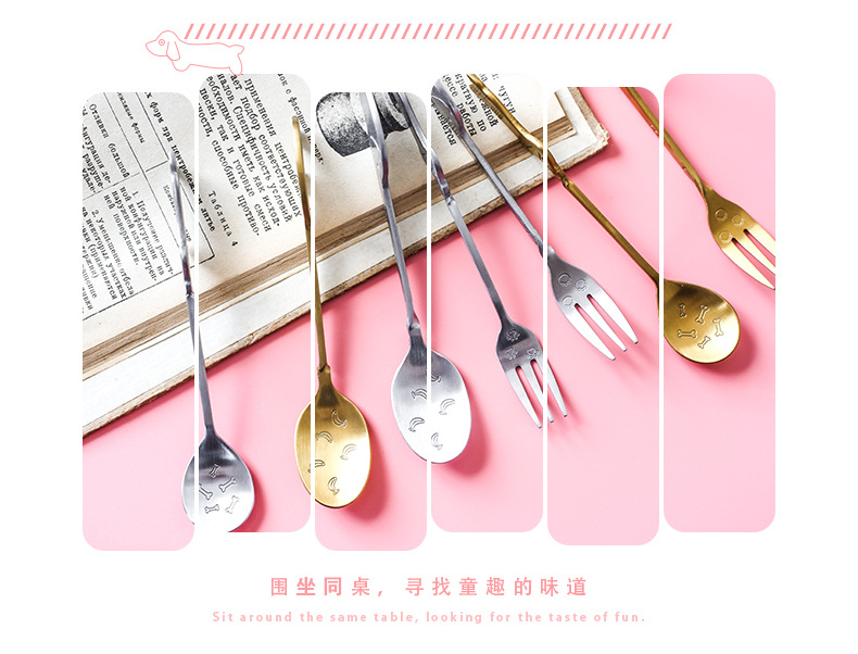Stainless steel cartoon fruit spoon and fork, afternoon tea dessert cake spoon, animal-shaped tableware fork and spoon, creative tableware, decorative spoon, stainless steel dessert spoon, ice cream spoon, Popsicle spoon, spoon, dinner spoon pic 2
