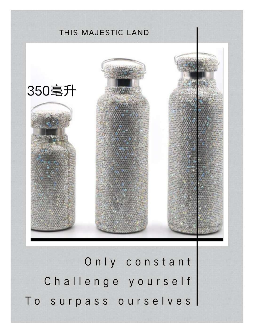 New diamond-encrusted stainless steel water bottle from Europe and America, American-style double-layer vacuum large-diameter insulated cup, outdoor sports, cross-border pic 8