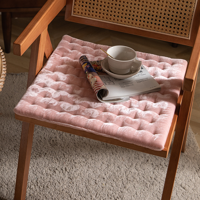 Wholesale of home Chinese-style dining chair and stool cushions with straps, velvet anti-slip seat cushions, solid color in winter, detachable and washable pic 6