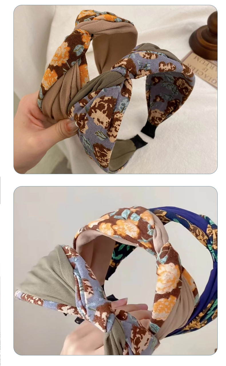 The retro and artistic small floral hair band, a new hair accessory for female Internet celebrities in 2023, features a simple hairpin and an elegant wide-edge headband pic 7
