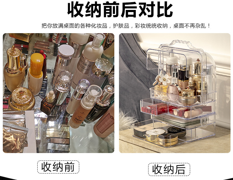 Acrylic transparent storage box, dust-proof storage box for cosmetics, factory direct sales pic 2