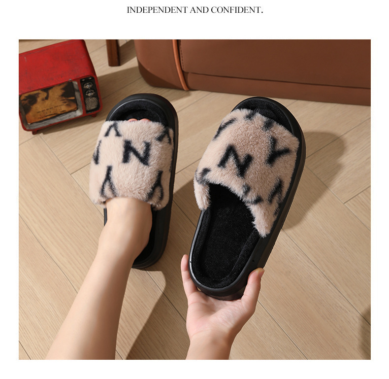 毛毛拖鞋女2024年春季新款室内厚底开口棉拖鞋批发秋冬季可外穿潮详情11