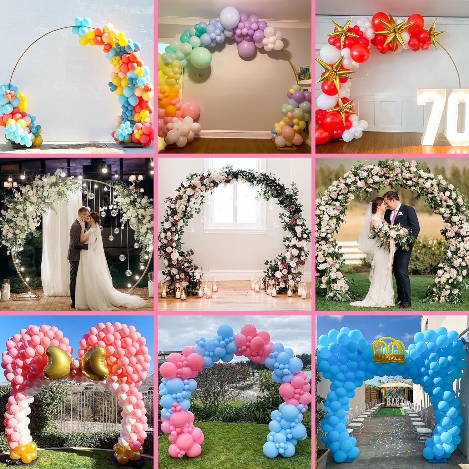 New wedding ironwork arch prop, circular double-pole flower door, exterior lawn arc, wedding stage background decoration pic 3