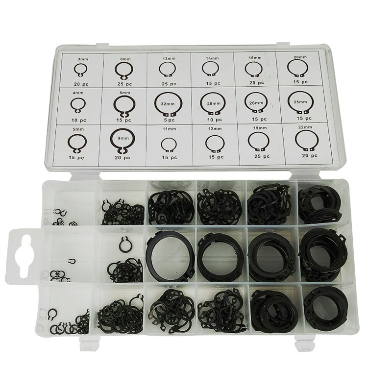New 300PC blackened shaft retaining ring, C-shaped carbon steel retaining ring, retaining spring, open shaft retaining ring for foreign trade pic 38