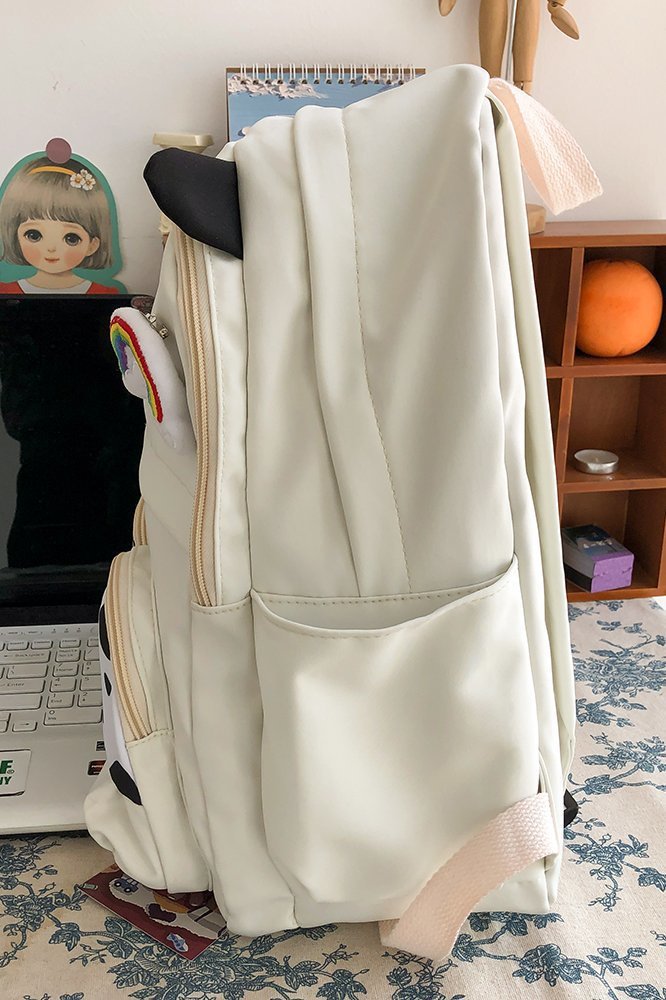 Japanese-style ins campus school style, fresh and cute, cute cow with earbuds, soft girl schoolbag, funny student backpack pic 57