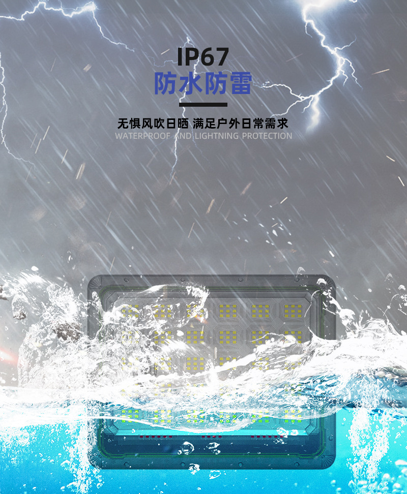 塑料款LED投光灯强光超亮防水室外投射球场户外照明灯高亮泛光灯详情11