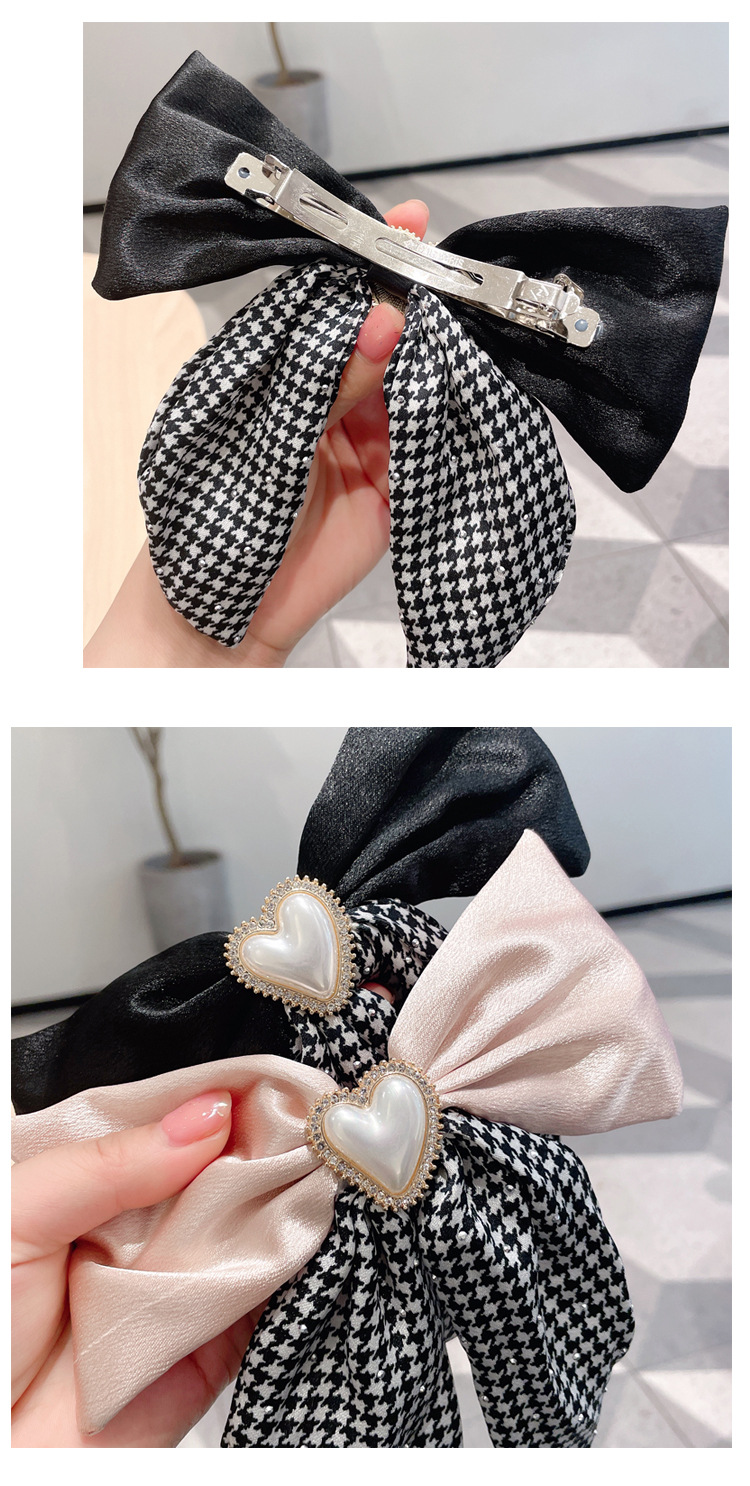 Korean sweet big hair clip, heart-shaped checkered bow clip, top clip on the back of the head, popular hair accessory ponytail clip for girls pic 13