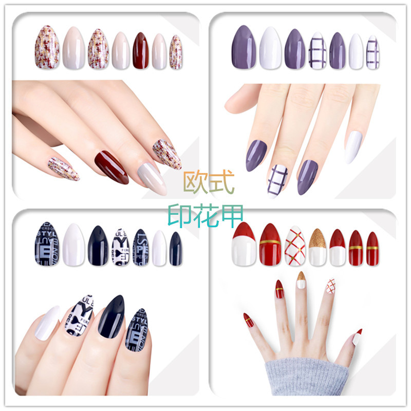 Hand-worn nails, nail tips, pointed teardrop nails, detachable fake nail patches, direct sales from European and American export manufacturers, exclusively for export pic 1