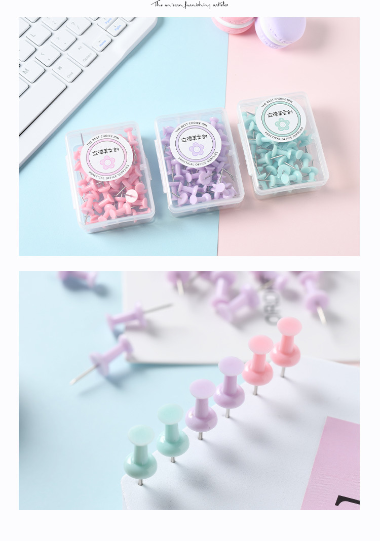 Lidemei Cultural and Creative Fresh Macaron Office Supplies Small Box, Long Tail clip, stapler, Paperclip binding set pic 15