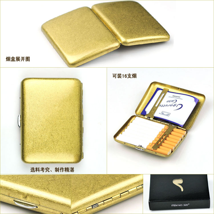 Double-gun cigarette box direct sales, antique copper 320 ultra-thin cigarette box, 16-piece automatic metal cigarette box wholesale pic 15