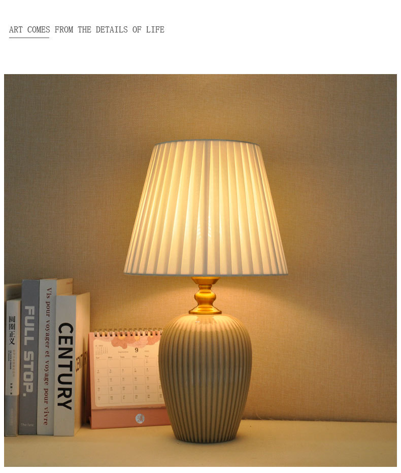 Cross-border exclusive ceramic table lamps, American Nordic style living room side table decoration, new Chinese style imperial LED energy-saving lamps pic 9