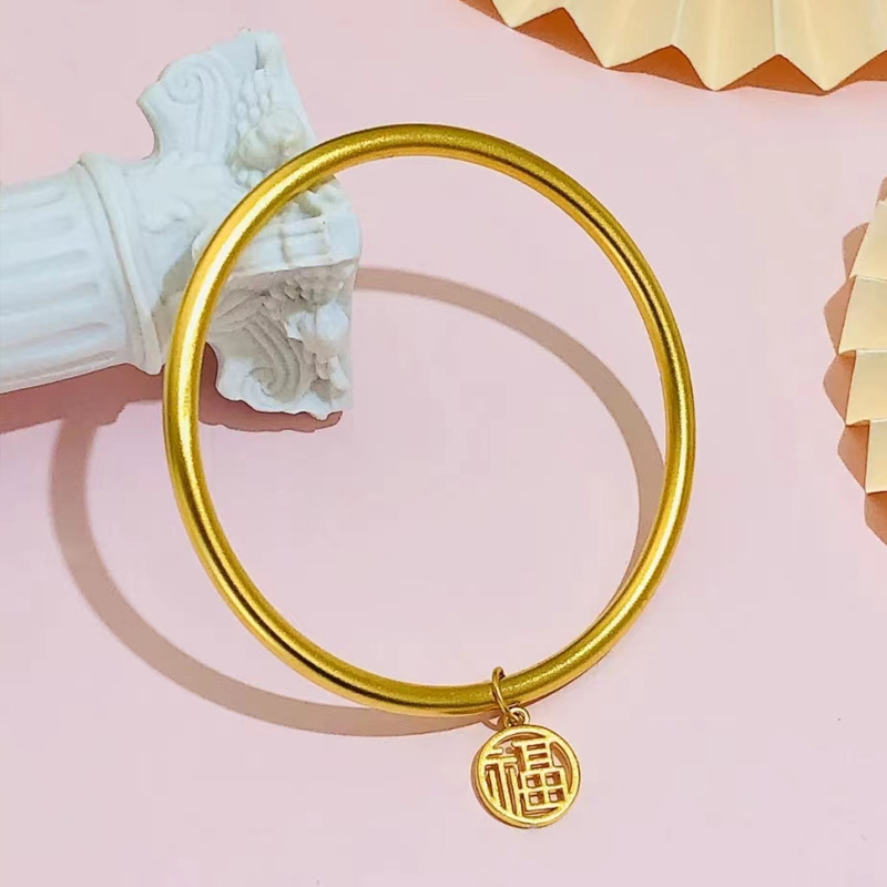 古法传承手镯女仿真黄金正品实心越南沙金素圈不掉色福牌手链首饰详情24