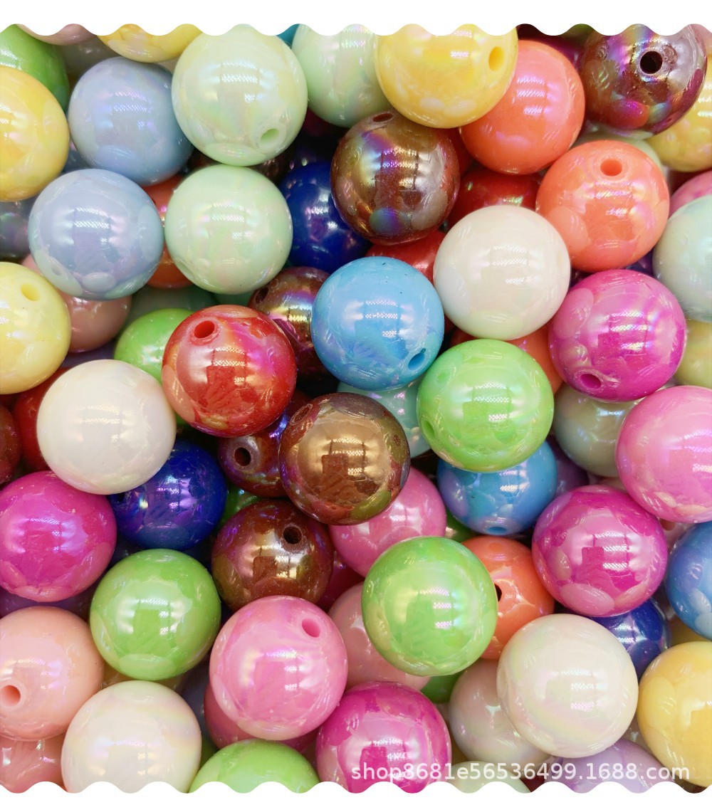 亚克力珠幻彩圆珠直孔AB彩马卡龙色diy手机链串珠糖果色散珠卡16详情1