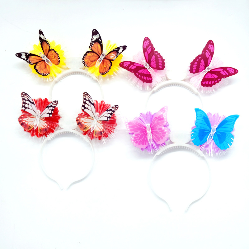 厂家直销LED发光蝴蝶头扣七彩闪光四季装饰派对聚会节日用品发箍详情6