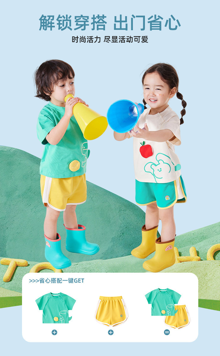 嘟嘟家儿童套装夏季宝宝短袖t恤夏装男童长裤女童体恤童装卡通潮详情8