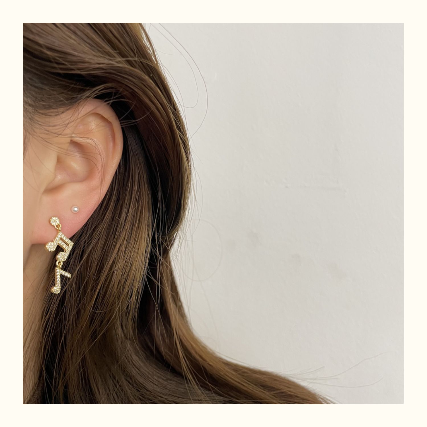 法式小众个性耳环女S925银针不对称音符耳钉耳坠浪漫温柔气质耳饰详情5