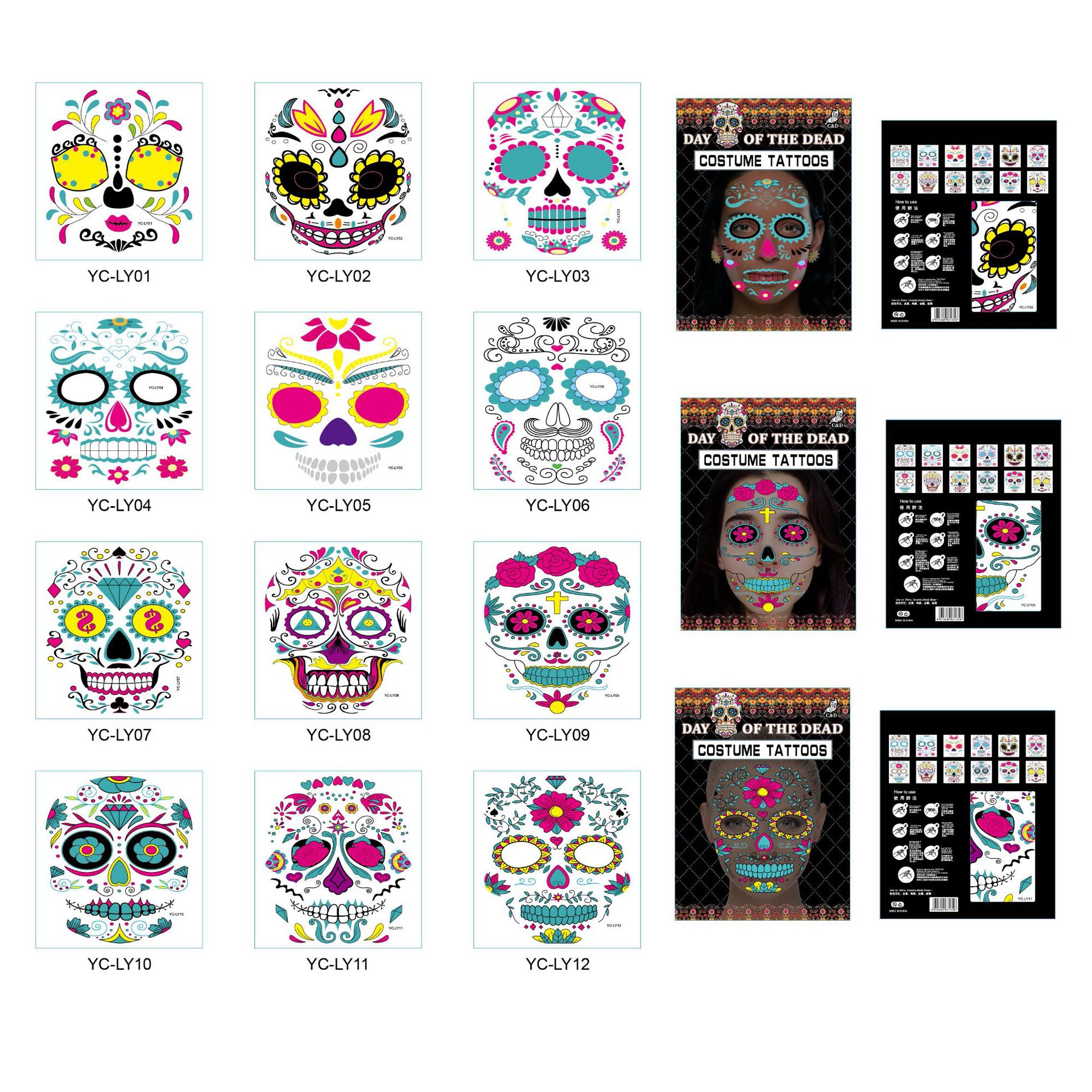 Halloween and Ghost Festival face sticker, one-time water transfer tattoo, festival face sticker, fun and prank pic 1