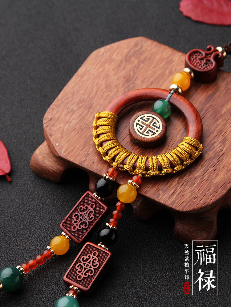 Factory direct sales of new ethnic-style rosewood car interior high-end car safety art pendant AXJS001 pic 2