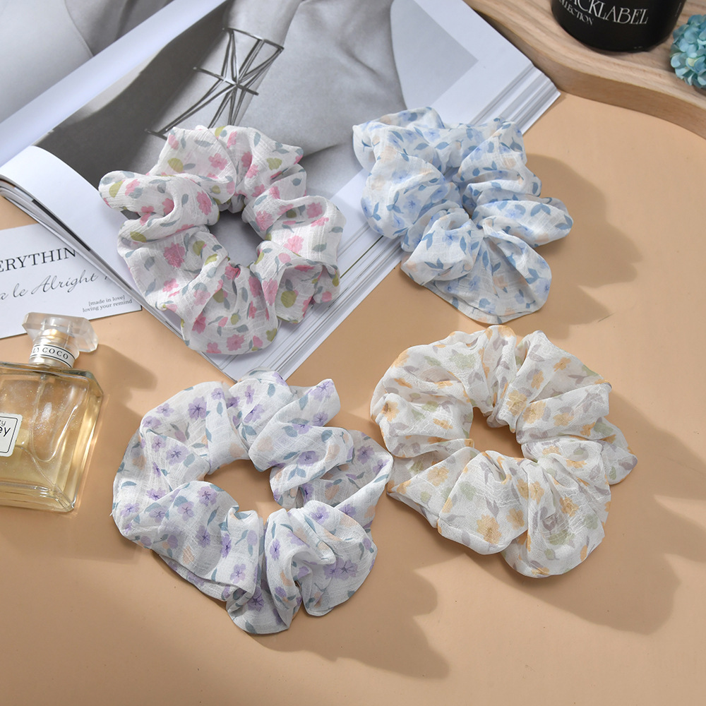 韩版简约ins风小清新大肠发圈头绳森林系碎花格子发饰小饰品批发详情1