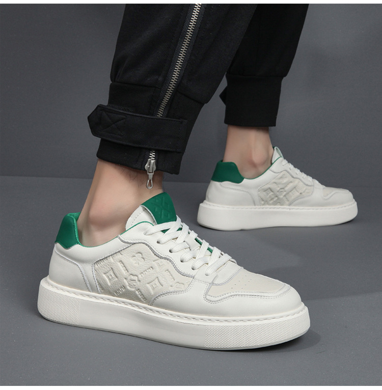 真皮板鞋男款夏季透气高级感百搭休闲男鞋头层牛皮空军男士小白鞋详情38