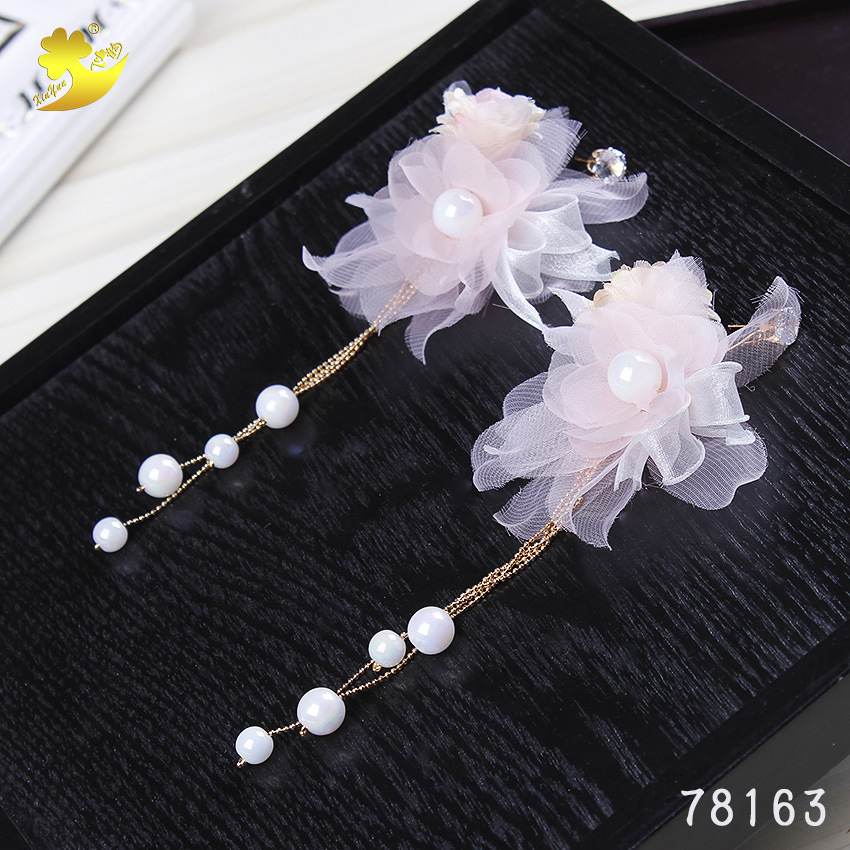 Korean-style long tassel earrings, wedding dress accessories, festival banquet dress earrings, travel commemorative high-brightness pink earrings pic 17