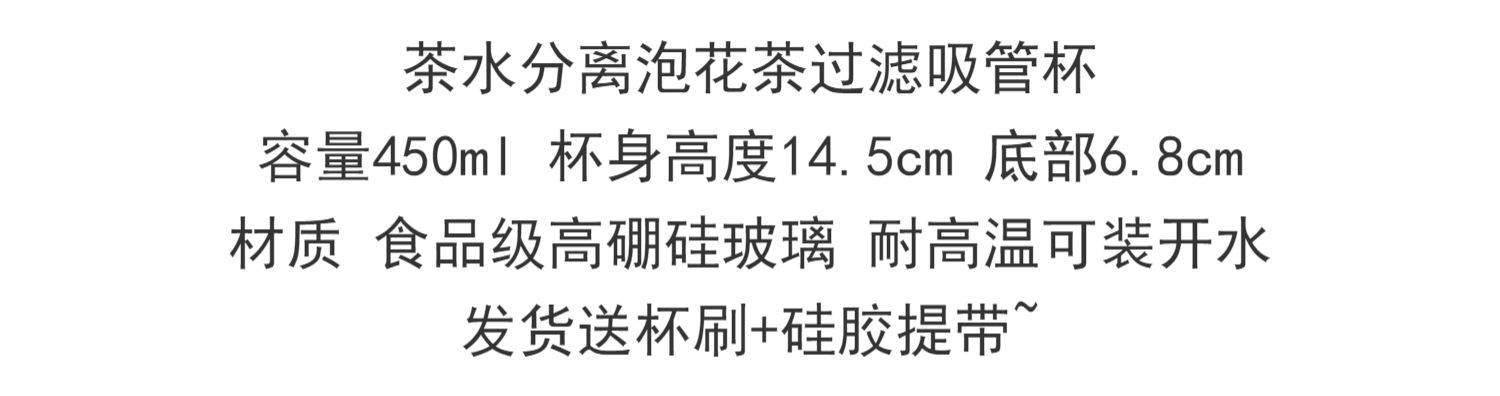 夏季新款高硼硅玻璃杯茶水分离柠檬杯可爱风水杯女生便携吸管杯子详情7