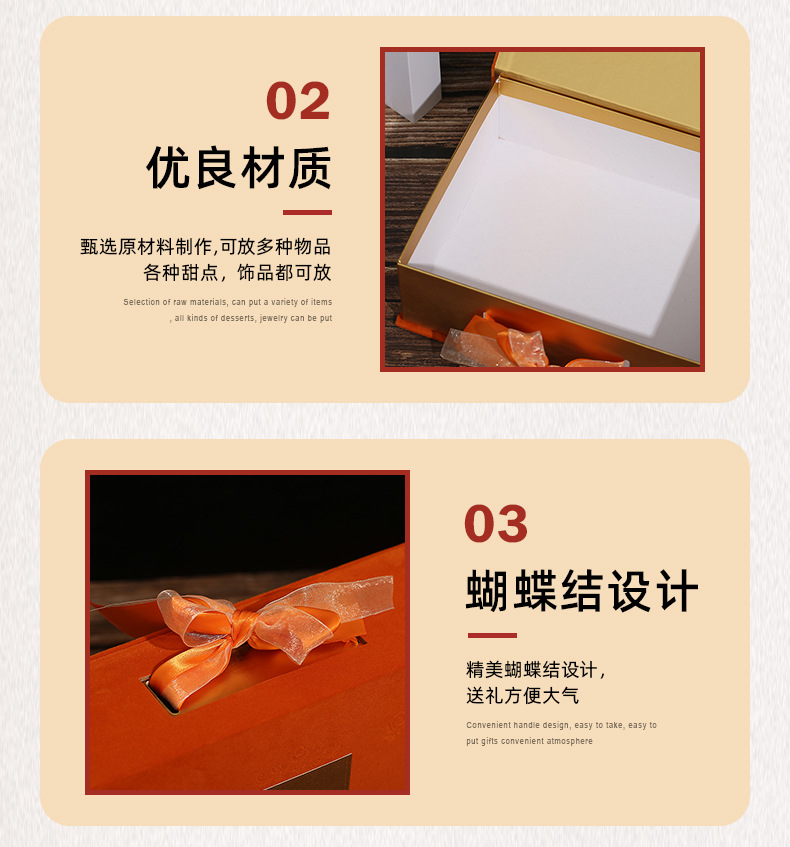 Retro light luxury large bow gift box, retro wedding candy box, hand-held box, velvet souvenir return box pic 9