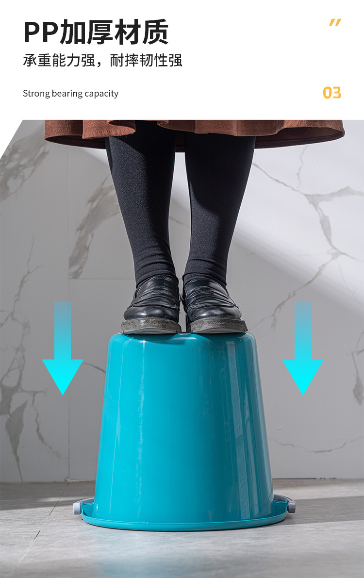 厂家批发塑料家用学生宿舍手提带盖水桶黄蓝绿橙色加厚15 18 20升详情6