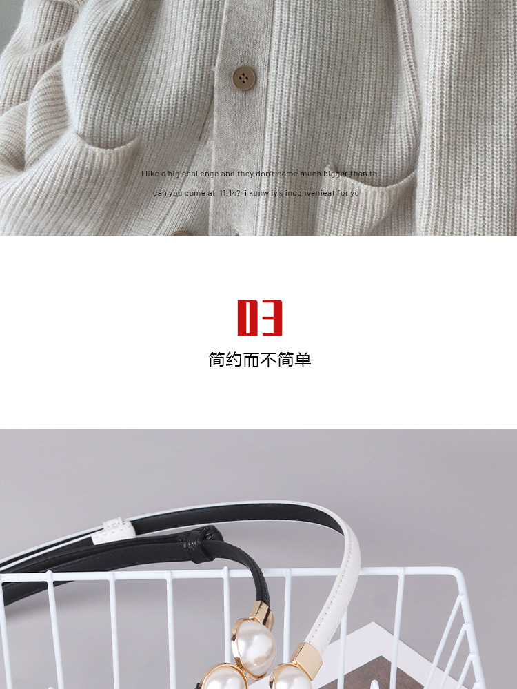Korean-style slim waist belt with pearl button-down small belt for shirts, dresses and jeans, fashionable decorative thin belt pic 16