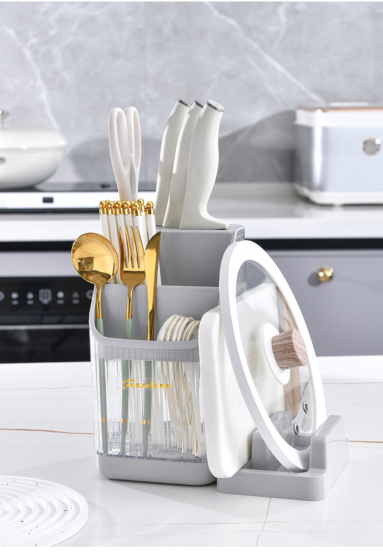 Multi-functional kitchen storage rack, chopstick holder, countertop, cutting board rack, knife storage rack, pot lid rack, cutting board rack 筷笼 pic 15