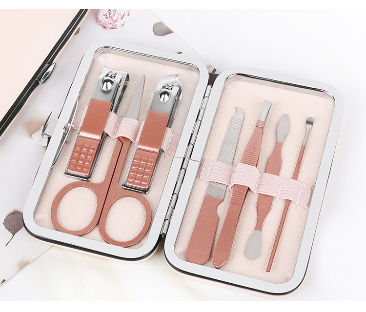 Nail clipper set, rose gold 7-piece gift nail tool, double-edge sharpened, sharp and durable nail clipper set pic 6