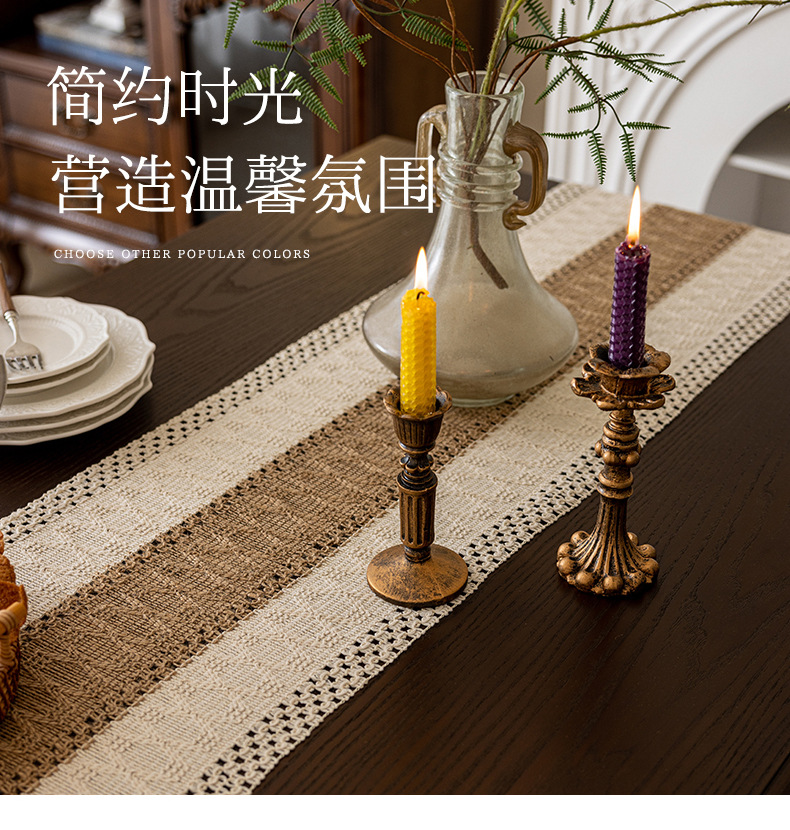 跨境新品日式棉麻编织茶旗简约复古床旗餐边柜装饰布桌旗代发批发详情8