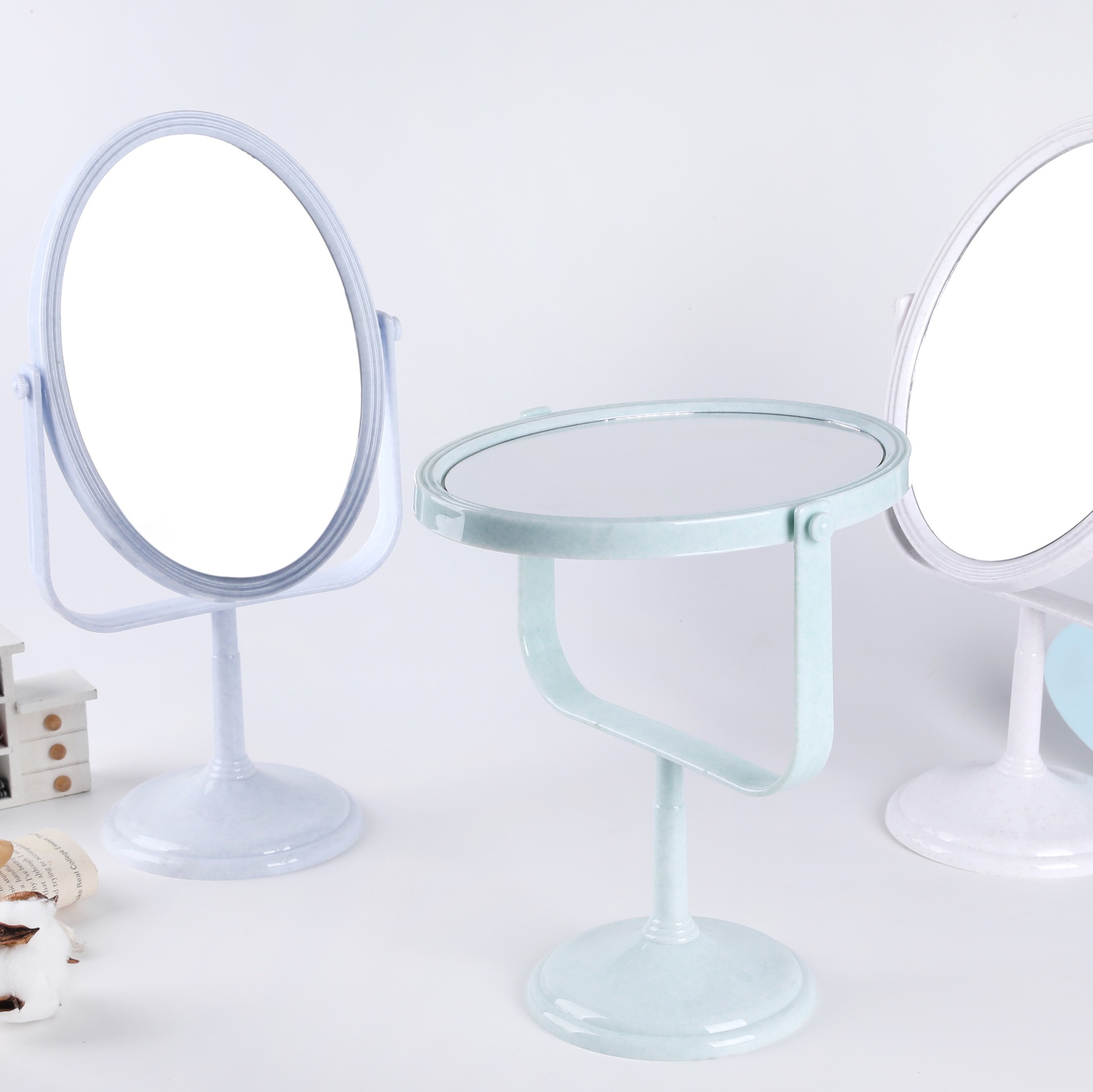 简约大气大方双面高脚男女学生通用台式化妆镜简约日用百货化妆镜厂家直销详情4