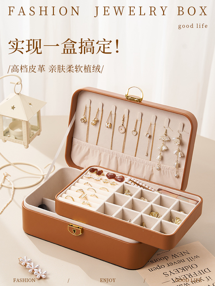 儿童发饰收纳盒珠宝饰品首饰收纳盒多层桌面收纳高档带锁首饰盒详情5
