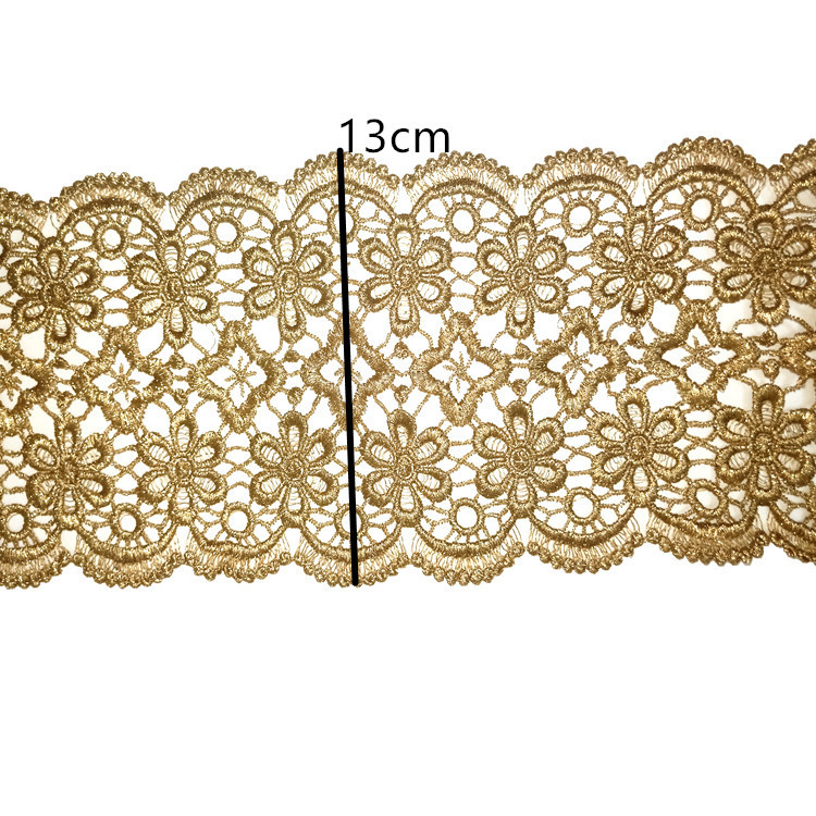 Factory direct sales of lace, wide edge gold thread, double-sided water-soluble lace, embroidery, hollowed-out embroidery, clothing accessories, lace flowers pic 12