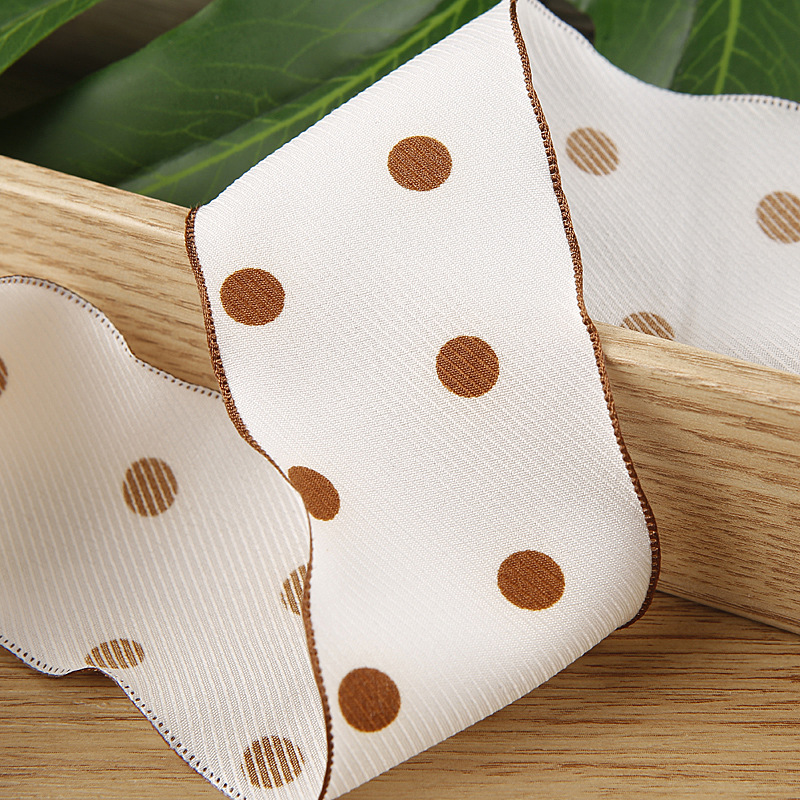 Single-sided polka dot printed polyester ribbon bow, DIY hair accessory material, shoe flower, straw hat, fresh flower dot woven ribbon pic 9