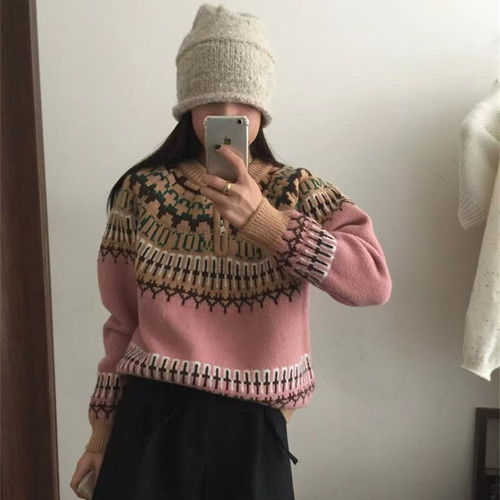 韩版秋冬季百搭圆领套头毛衣女2024新款纯色简约内搭显瘦针织上衣详情14