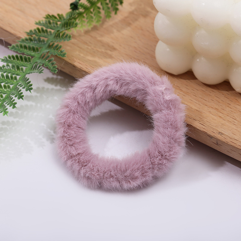 Korean style hair bands, simple autumn and winter plush bun hair ties, fashionable candy-colored sweet hair tie hair accessories wholesale pic 10