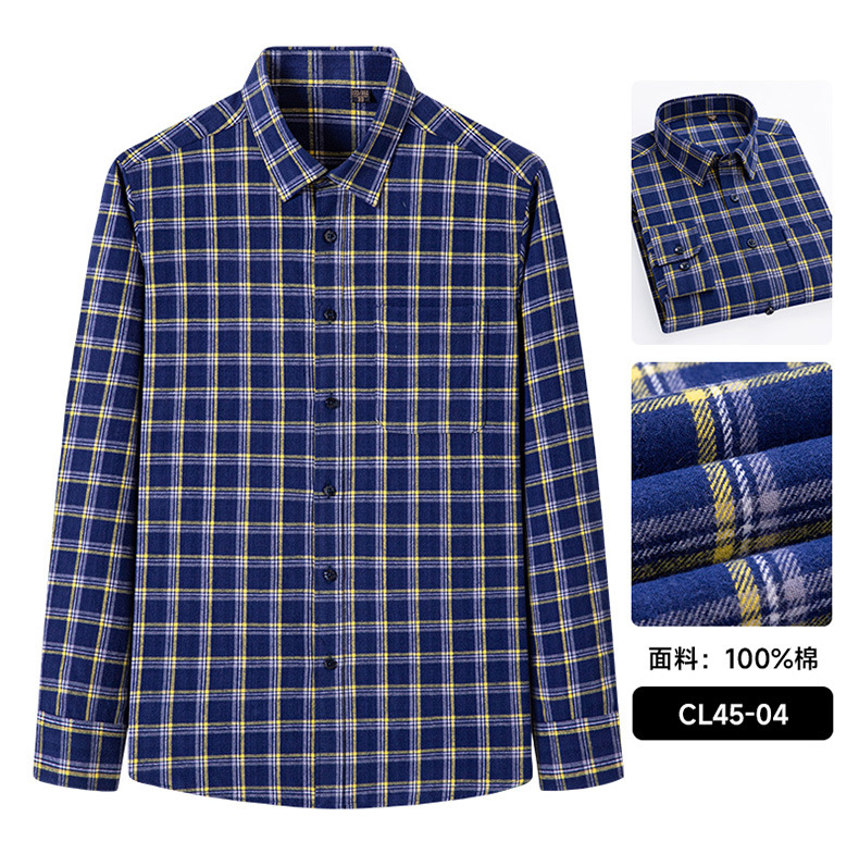 日系复古格子衬衫男长袖纯棉磨毛时尚休闲跨境外贸春秋新款潮衬衣详情25