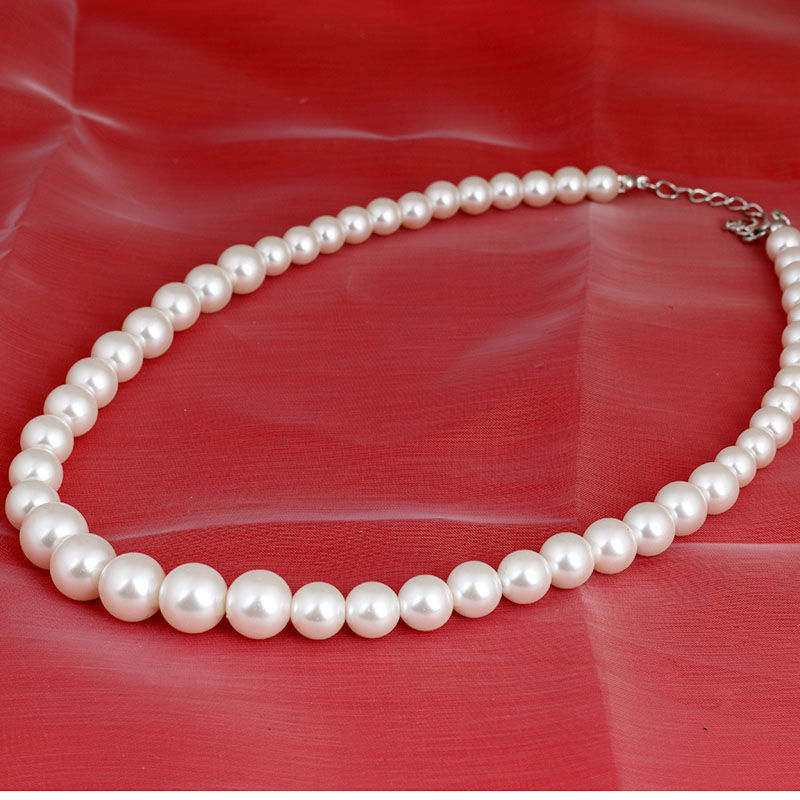 Pearl necklace, glass imitation pearl white round bead jewelry, cheongsam accessory, collarbone chain, neck chain for a girl to give to her mother pic 13