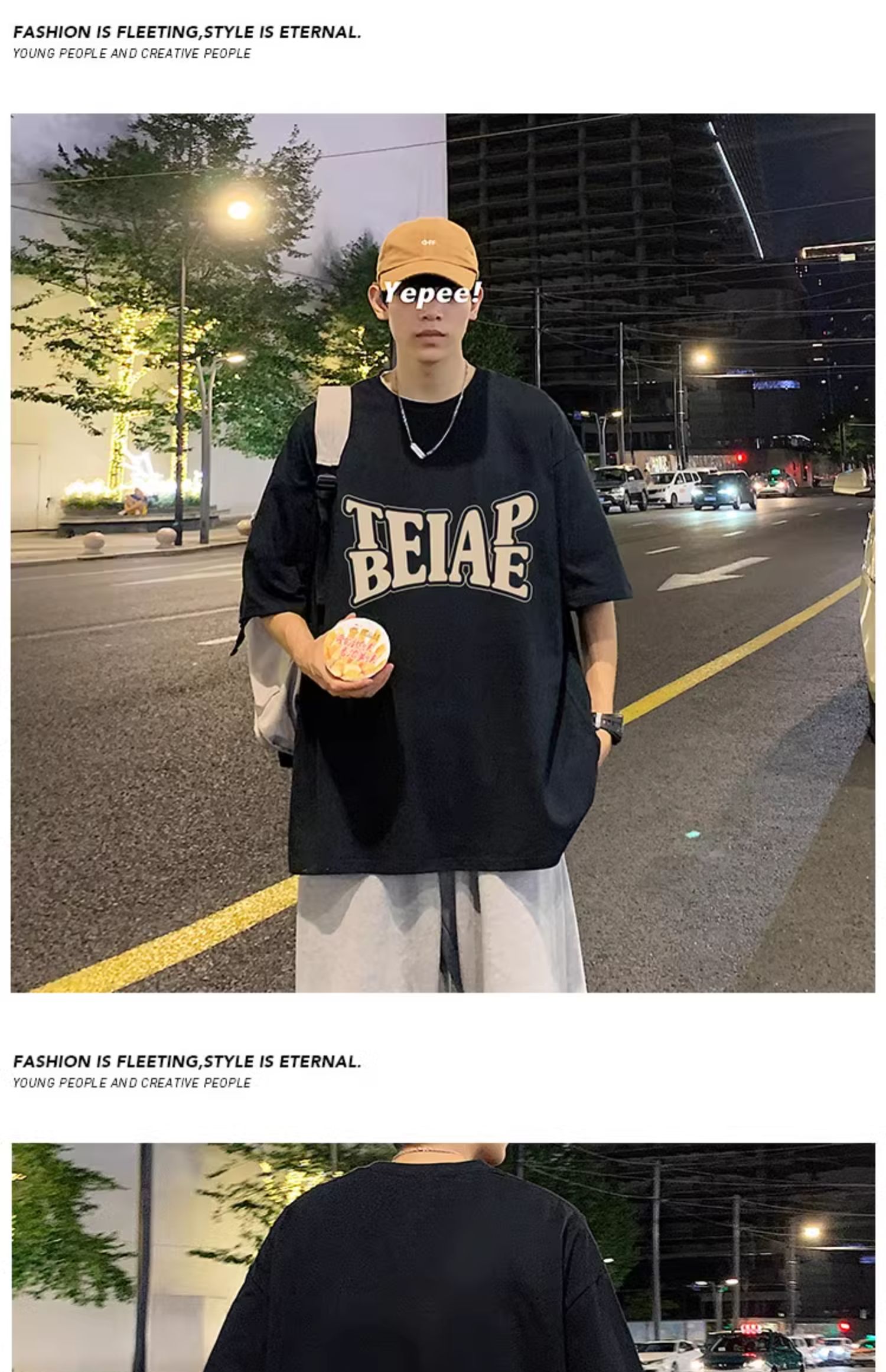 港风复古棉短袖T恤男ins潮牌夏季2024新款男装oversize宽松体恤详情13